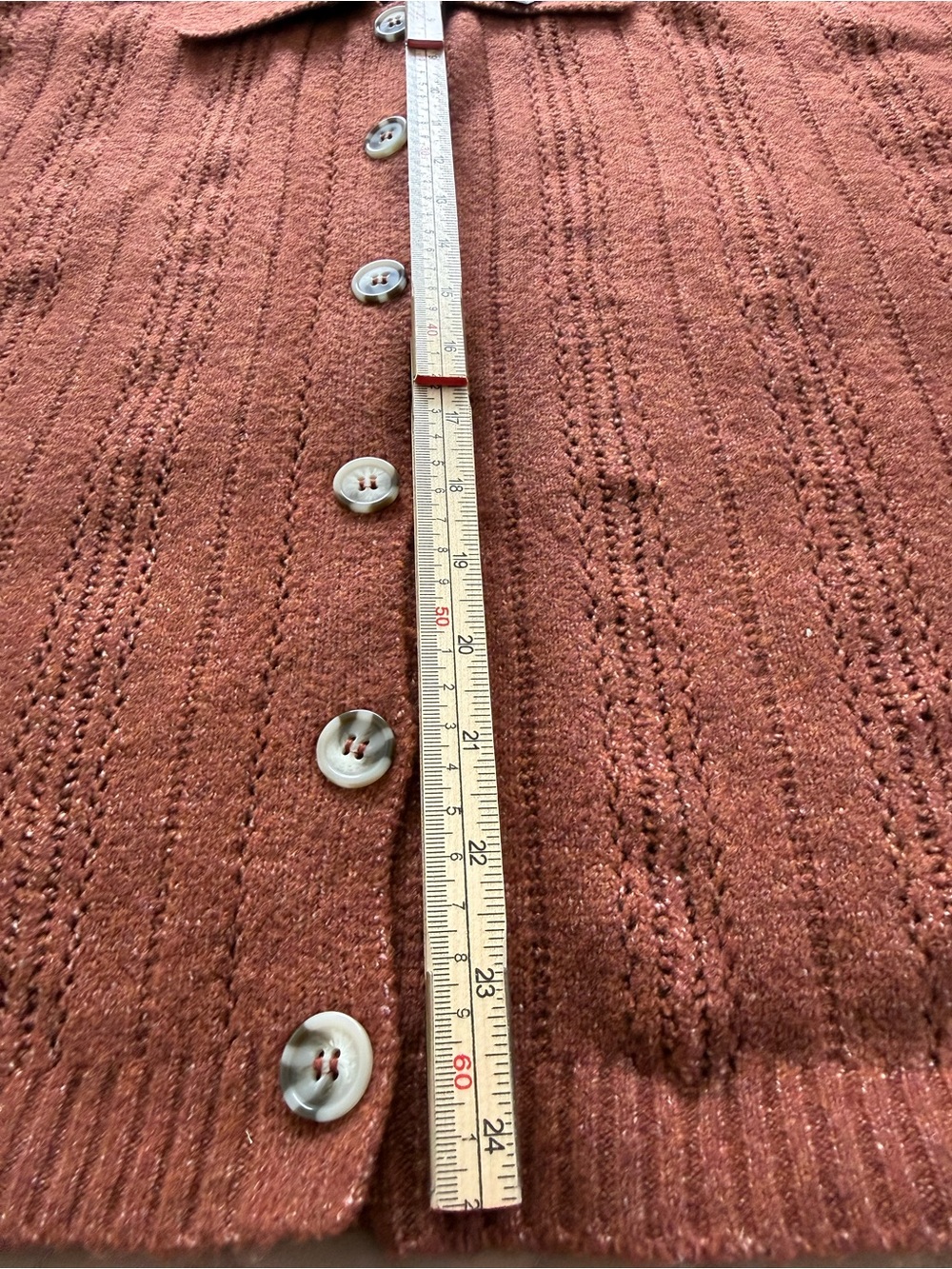 Joseph Rust Openwork Button-Up Collared Knit Cardigan - Picture 9 of 9